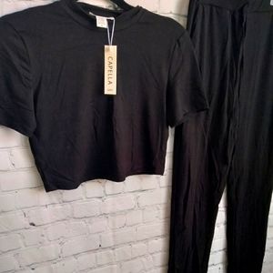 2Piece Soft Lounge Wear_ Black